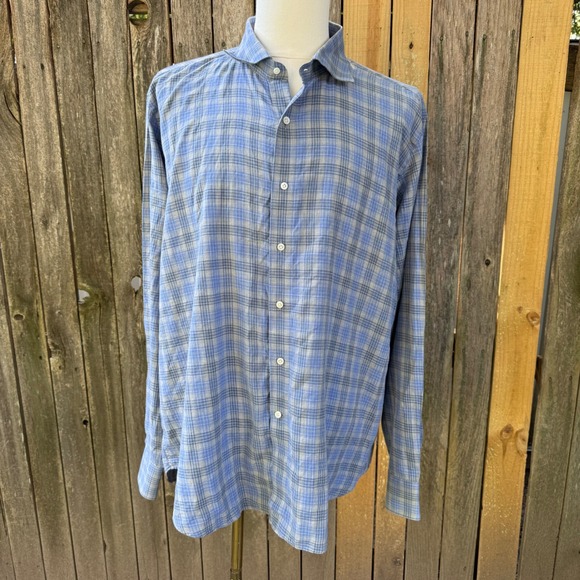 Peter Millar Collection Mens XXL Plaid Button Up Shirt Winter Soft Twill Cotton - Picture 1 of 5